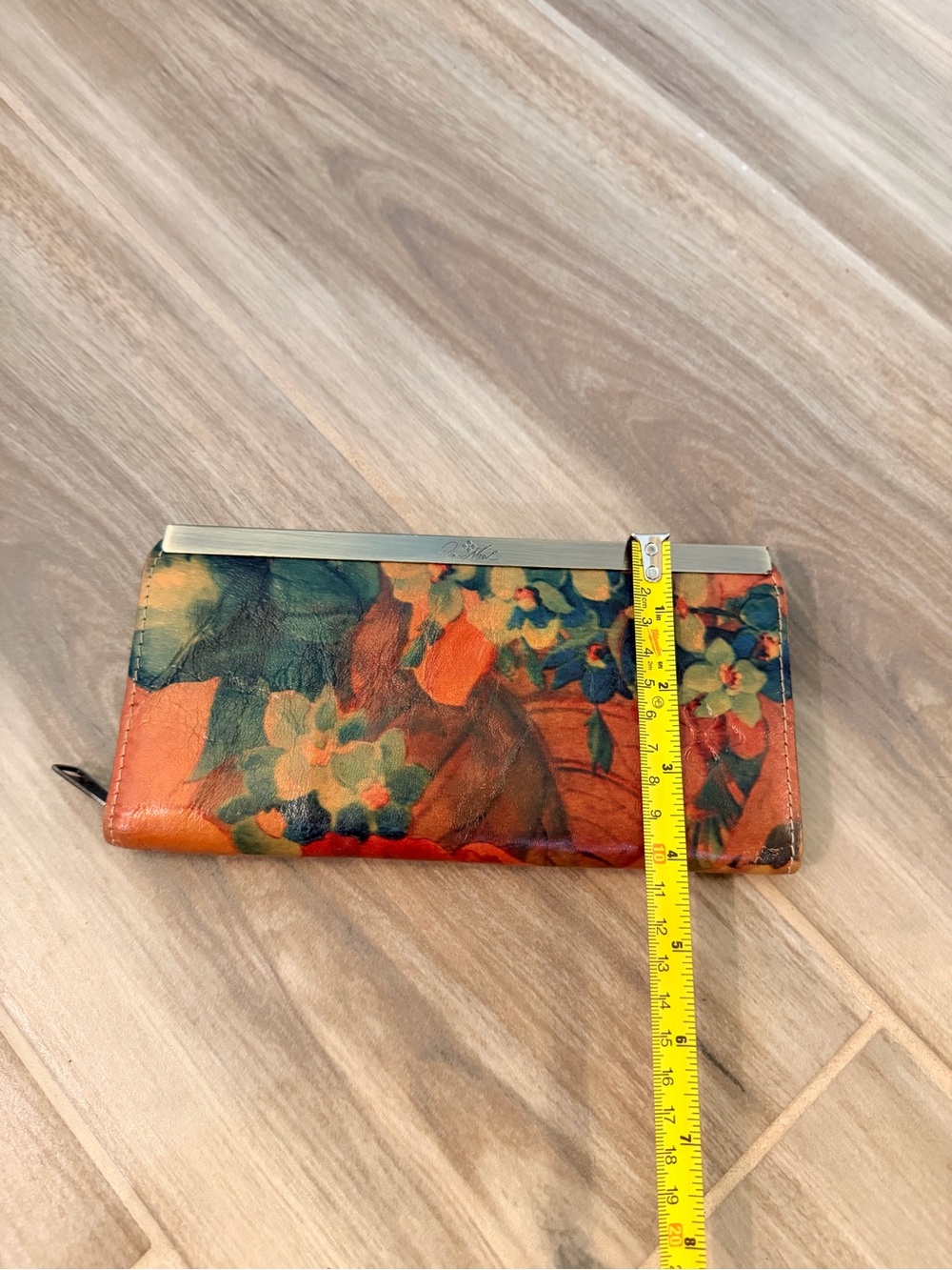 Patricia Nash Orange Multi Floral Leather Zip Wallet - Picture 6 of 6